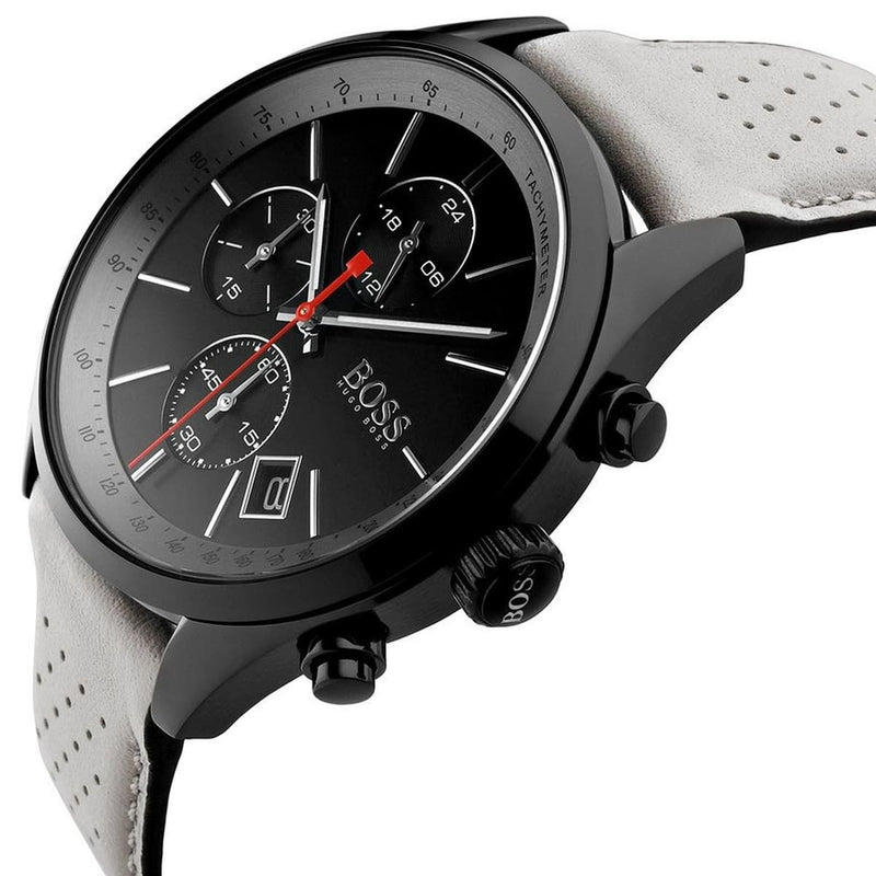 Hugo Boss Grand Prix Chronograph Black Dial Grey Leather Strap Watch for Men - 1513562 Buy Now By Hugo Boss