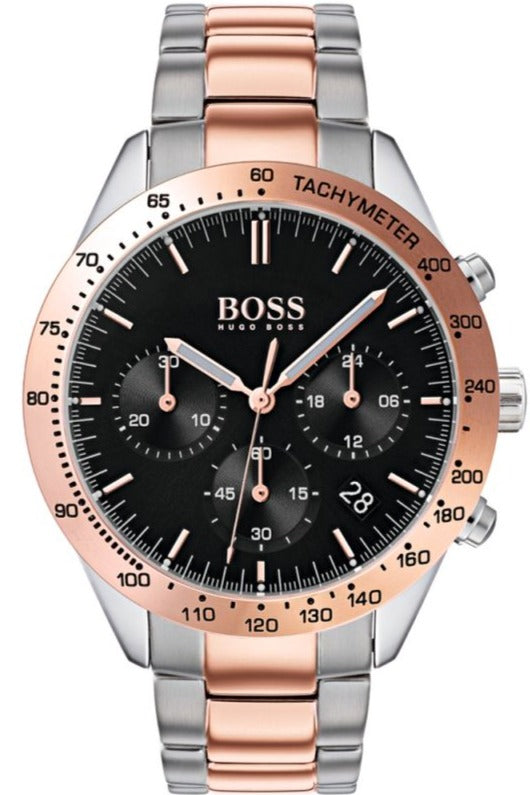 Shop Hugo Boss Talent Black Dial Two Tone Steel Strap Watch for Men - 1513584 in USA