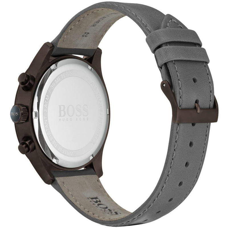 Hugo Boss Grand Prix Silver Dial Grey Leather Strap Watch for Men - 1513603 Buy Now By Hugo Boss