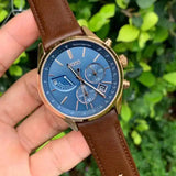 Hugo Boss Grand Prix Blue Dial Brown Leather Strap Watch for Men - 1513604 Buy Now By Hugo Boss