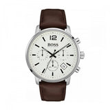 Hugo Boss Attitude White Dial Brown Leather Strap Watch for Men - 1513609