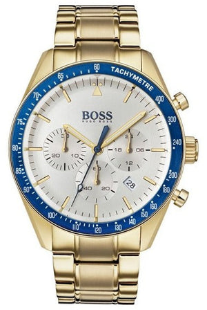 Hugo Boss Trophy Chronograph White Dial Gold Steel Strap Watch for Men - 1513631