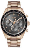 Hugo Boss Trophy Chronograph Grey Dial Rose Gold Steel Strap Watch for Men - 1513632