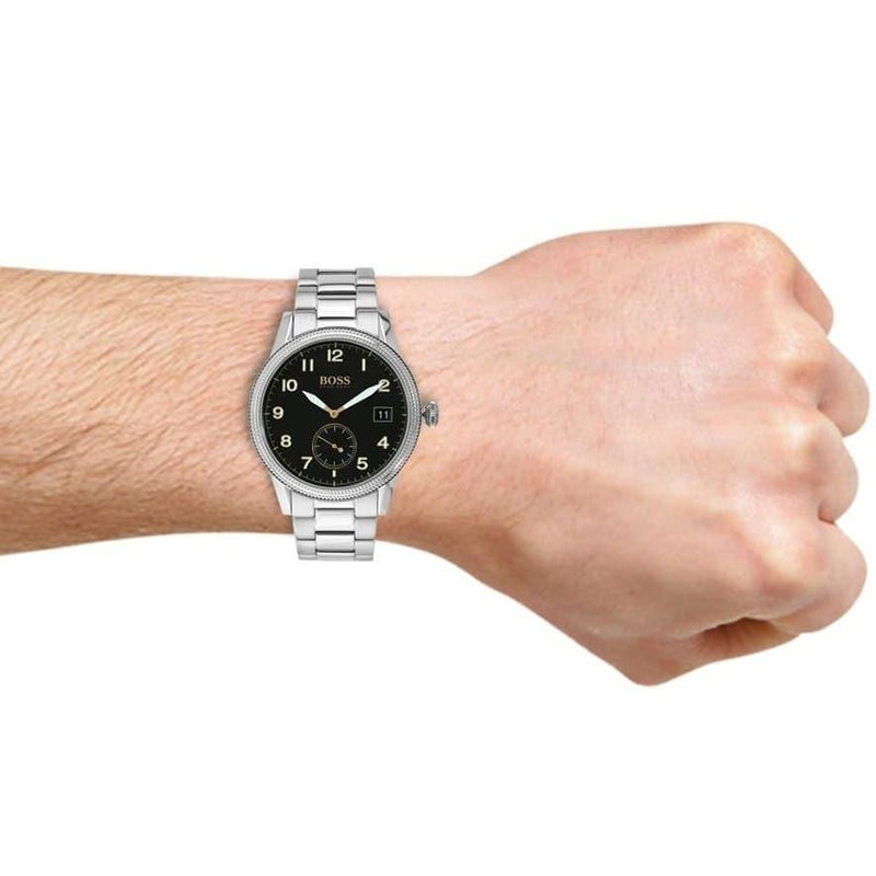 Hugo Boss Legacy Black Dial Silver Steel Strap Watch for Men - 1513671 Buy Now By Hugo Boss