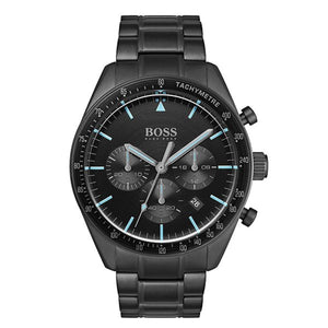 Hugo Boss Trophy Chronograph Black Dial Black Steel Strap Watch for Men - 1513675