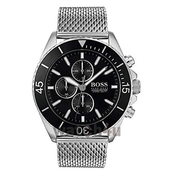 Shop Hugo Boss Ocean Edition Black Dial Silver Mesh Bracelet Watch for Men - 1513701 in USA