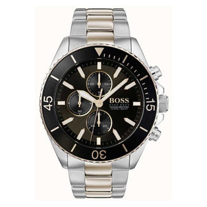 Hugo Boss Ocean Edition Chronograph Black Dial Two Tone Steel Strap Watch for Men - 1513705