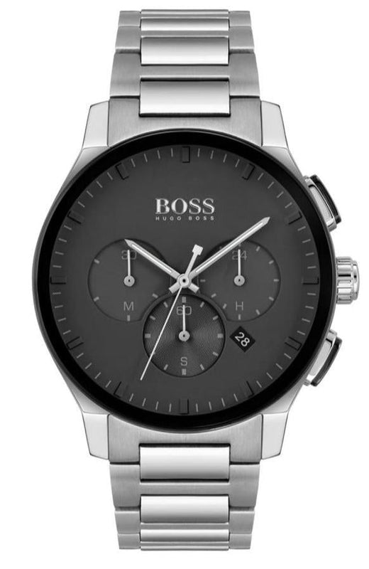 Hugo Boss Peak Chronograph Black Dial Silver Steel Strap Watch for Men - 1513762