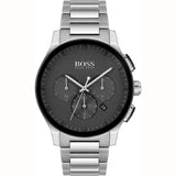 Hugo Boss Peak Chronograph Black Dial Silver Steel Strap Watch for Men - 1513762
