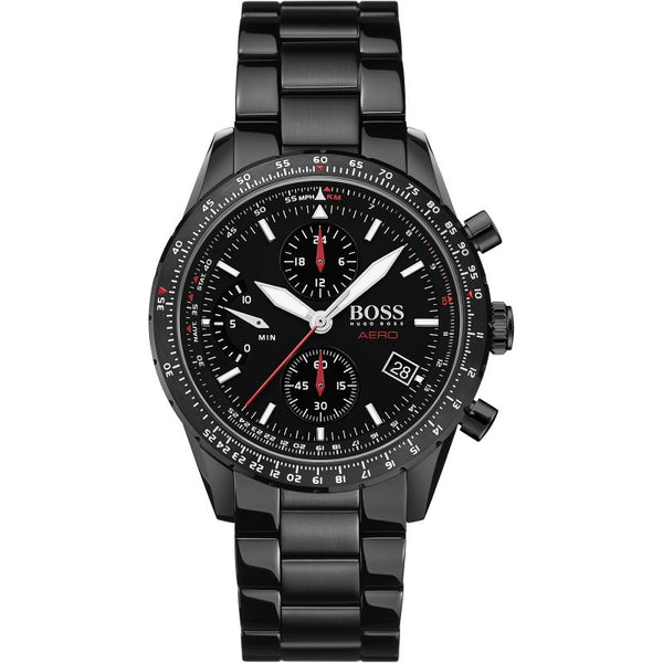 Shop Hugo Boss Aero Black Dial Black Steel Strap Watch for Men - 1513771 in USA