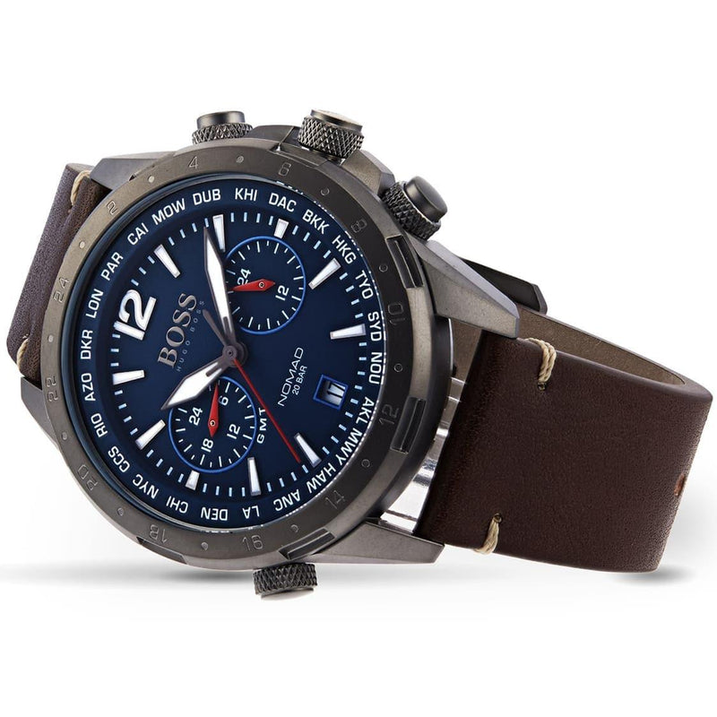 Hugo Boss Nomad Blue Dial Brown Leather Strap Watch for Men - 1513773 Buy Now By Hugo Boss