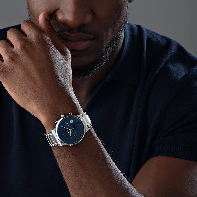 Shop Hugo Boss Integrity Blue Dial Silver Steel Strap Watch for Men - 1513779 in USA