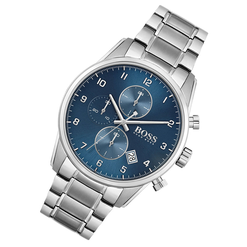 Shop Hugo Boss Skymaster Blue Dial Silver Steel Strap Watch for Men - 1513784 in USA