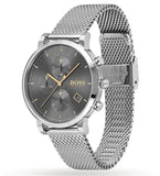 Hugo Boss Integrity Chronorgaph Grey Dial Silver Mesh Bracelet Watch for Men - 1513807