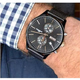 Hugo Boss Associate Black Dial Black Mesh Bracelet Watch for Men - 1513811 Buy Now By Hugo Boss