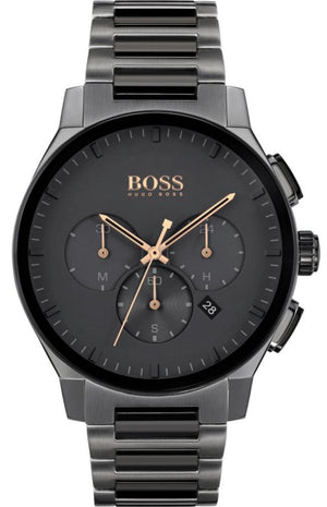 Hugo Boss Peak Chronograph Black Dial Black Steel Strap Watch for Men - 1513814