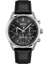 Shop Hugo Boss Champion Black Dial Black Leather Strap Watch for Men - 1513816 in USA