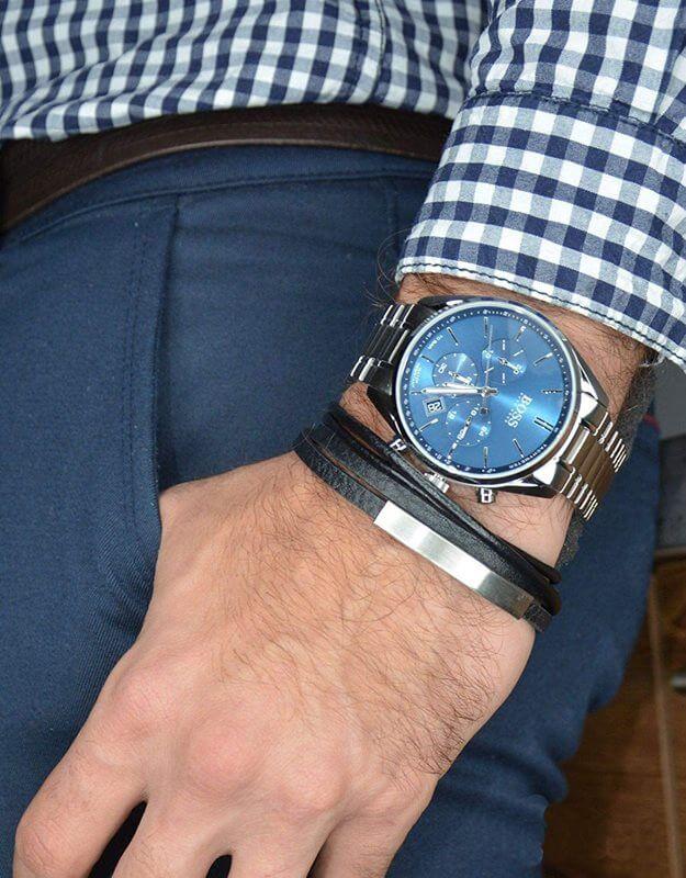 Shop Hugo Boss Champion Blue Dial Silver Steel Strap Watch for Men - 1513818 in USA