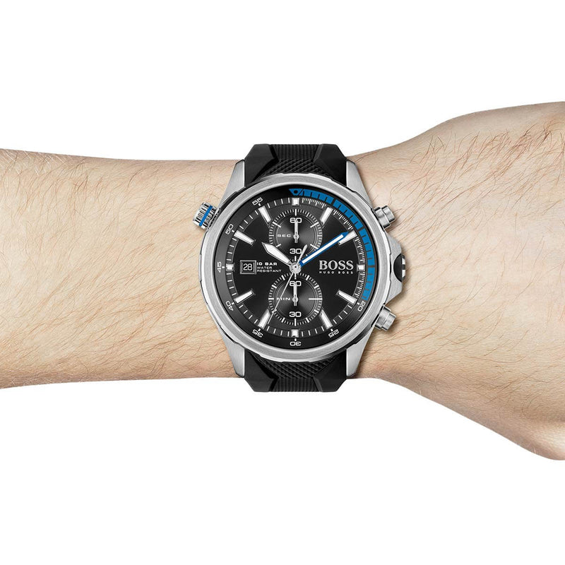 Hugo Boss Globetrotter Black Dial Black Silicone Strap Watch for Men - 1513820 Buy Now By Hugo Boss