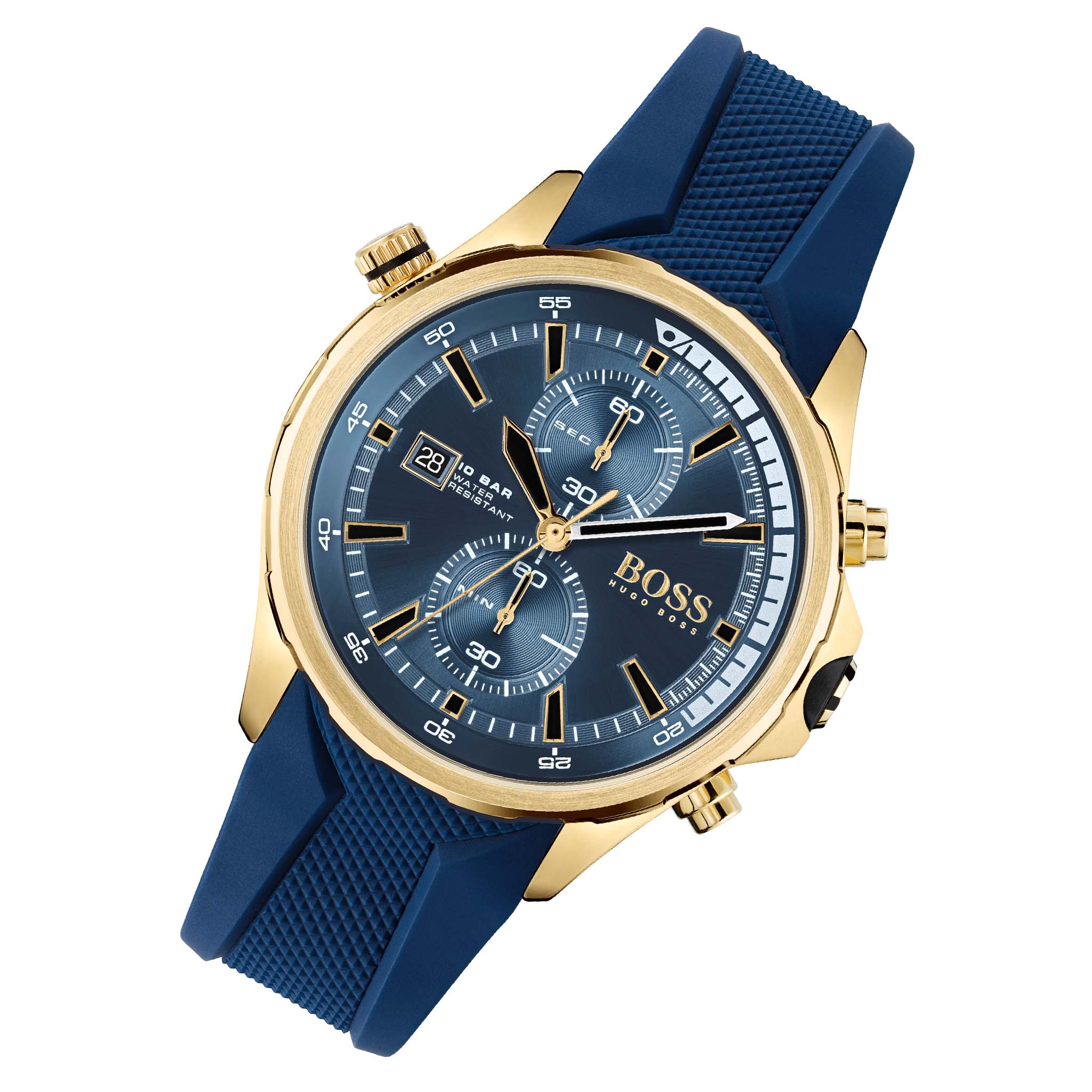 Hugo Boss Globetrotter Blue Dial Blue Silicone Strap Watch for Men - 1513822