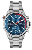 Hugo Boss Globetrotter Chronograph Blue Dial Silver Steel Strap Watch for Men - 1513823