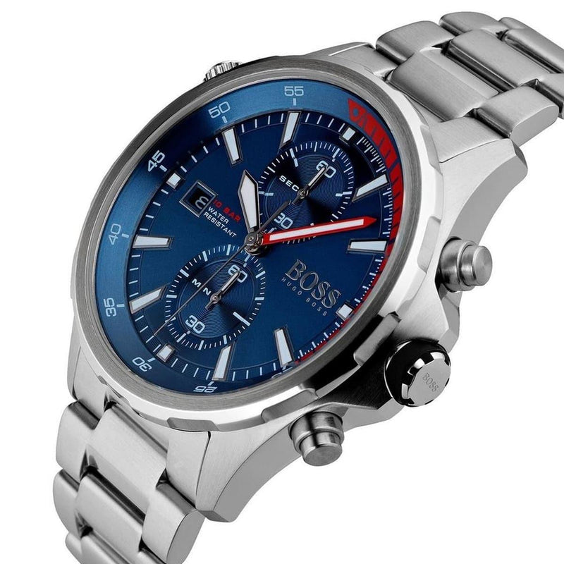 Hugo Boss Globetrotter Blue Dial Silver Steel Strap Watch for Men - 1513823 Buy Now By Hugo Boss