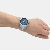 Hugo Boss Globetrotter Chronograph Blue Dial Silver Steel Strap Watch for Men - 1513823
