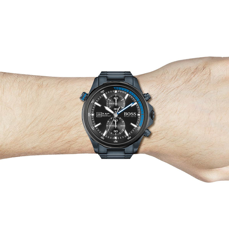 Hugo Boss Globetrotter Black Dial Black Steel Strap Watch for Men - 1513824 Buy Now By Hugo Boss