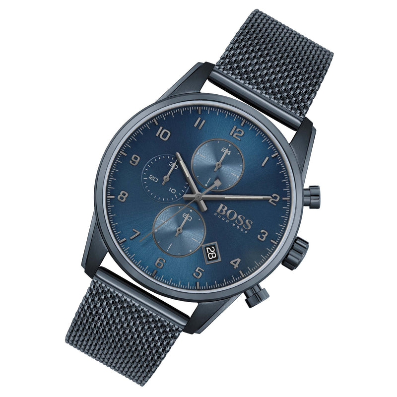 Hugo Boss Skymaster Chronograph Blue Dial Blue Mesh Bracelet Watch for Men - 1513836 Buy Now By Hugo Boss