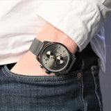 Hugo Boss Skymaster Chronograph Grey Dial Grey Mesh Bracelet Watch for Men - 1513837