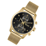 Shop Hugo Boss Skymaster Black Dial Gold Mesh Bracelet Watch for Men - 1513838 in USA