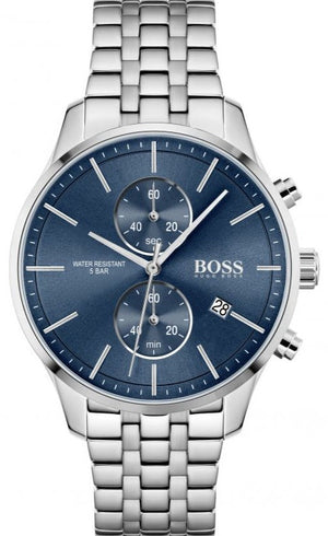 Hugo Boss Jet Chronograph Blue Dial Silver Steel Strap Watch for Men - 1513384