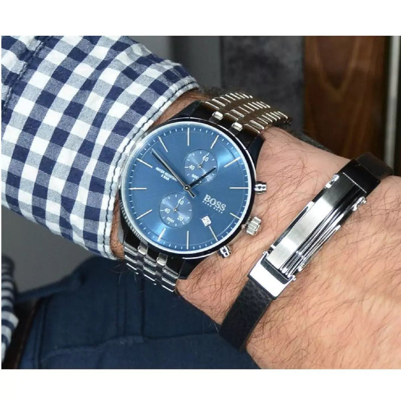 Hugo Boss Associate Blue Dial Silver Steel Strap Watch for Men - 1513839 Buy Now By Hugo Boss