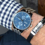 Hugo Boss Associate Chronograph Blue Dial Silver Steel Strap Watch for Men - 1513839