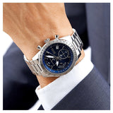 Hugo Boss Talent Blue Dial Silver Steel Strap Watch for Men - 1513582