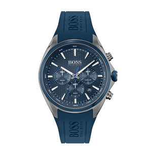 Hugo Boss Distinct Chronograph Blue Dial Blue Rubber Strap Watch for Men - 1513856