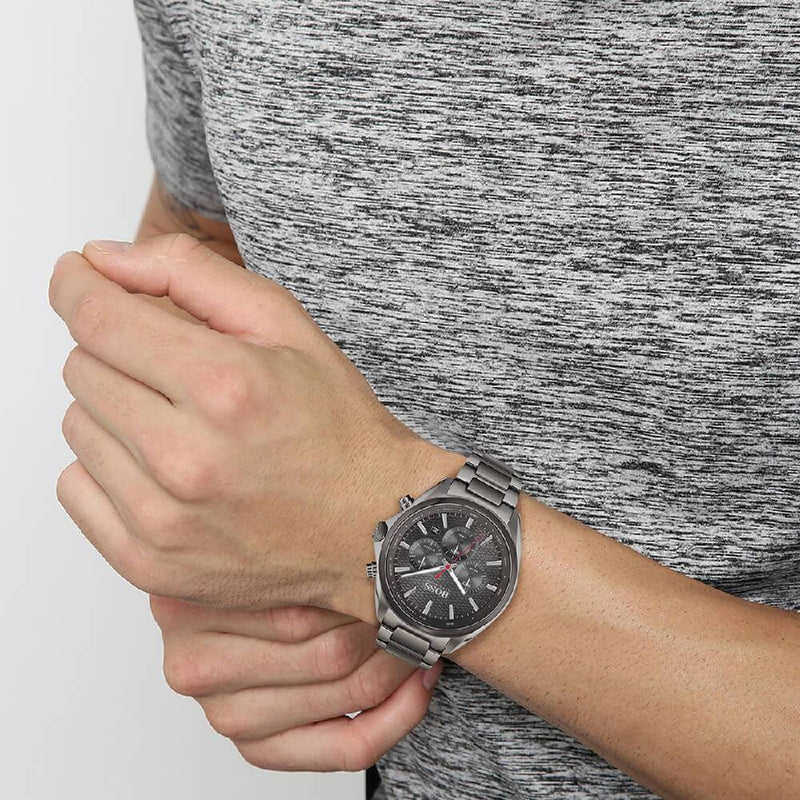 Hugo Boss Distinct Grey Dial Gren Steel Strap Watch for Men - 1513858 Buy Now By Hugo Boss
