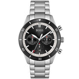 Hugo Boss Santiago Chronograph Black Dial Silver Steel Strap Watch for Men - 1513862