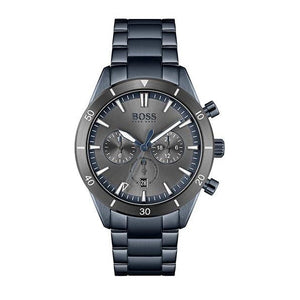 Hugo Boss Santiago Chronograph Grey Dial Blue Steel Strap Watch for Men - 1513865