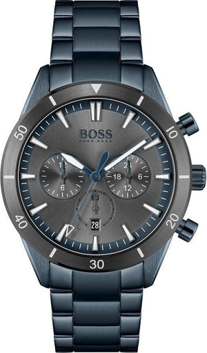 Hugo Boss Trophy Chronograph Black Dial Black Steel Strap Watch for Men - 1513675