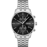 Hugo Boss Associate Chronograph Black Dial Silver Steel Strap Watch for Men - 1513869