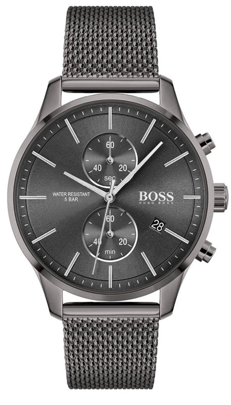 Hugo Boss Associate Chronograph Grey Dial Grey Mesh Bracelet Watch for Men - 1513870