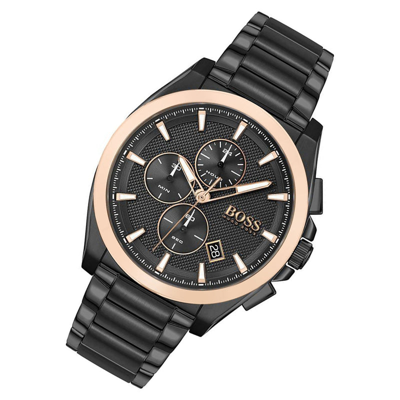 Hugo Boss Grand Prix Black Dial Black Steel Strap Watch for Men - 1513578 Buy Now By Hugo Boss