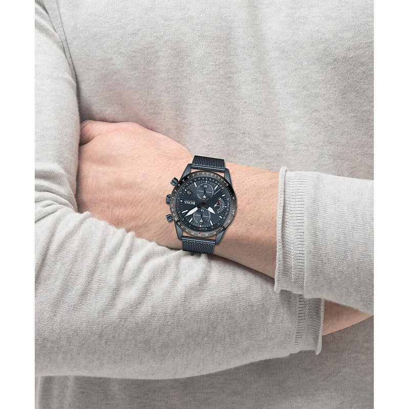 Hugo Boss Pilot Edition Blue Dial Blue Mesh Bracelet Watch for Men - 1513887 Buy Now By Hugo Boss