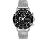 Hugo Boss Admiral Chronograph Black Dial Silver Mesh Bracelet Watch for Men - 1513904