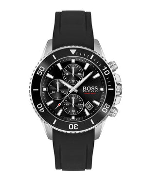 Hugo Boss Admiral Chronograph Black Dial Black Silicone Strap Watch for Men - 1513912