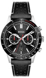 Hugo Boss Allure Chronograph Black Dial Black Leather Strap Watch for Men - 1513920