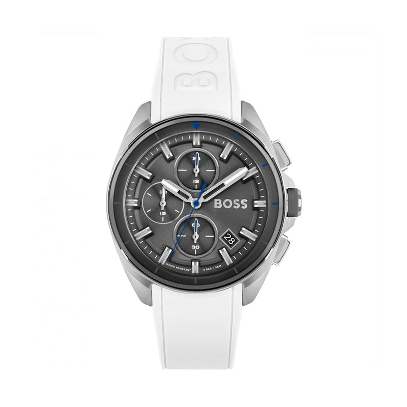 Hugo Boss Volane Grey Dial White SIlicone Strap Watch for Men - 1513948 Buy Now By Hugo Boss