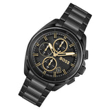 Hugo Boss Volane Chronograph Black Dial Black Steel Strap Watch for Men - 1513950