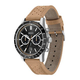 Hugo Boss Allure Chronograph Black Dial Brown Leather Strap Watch for Men - 1513964
